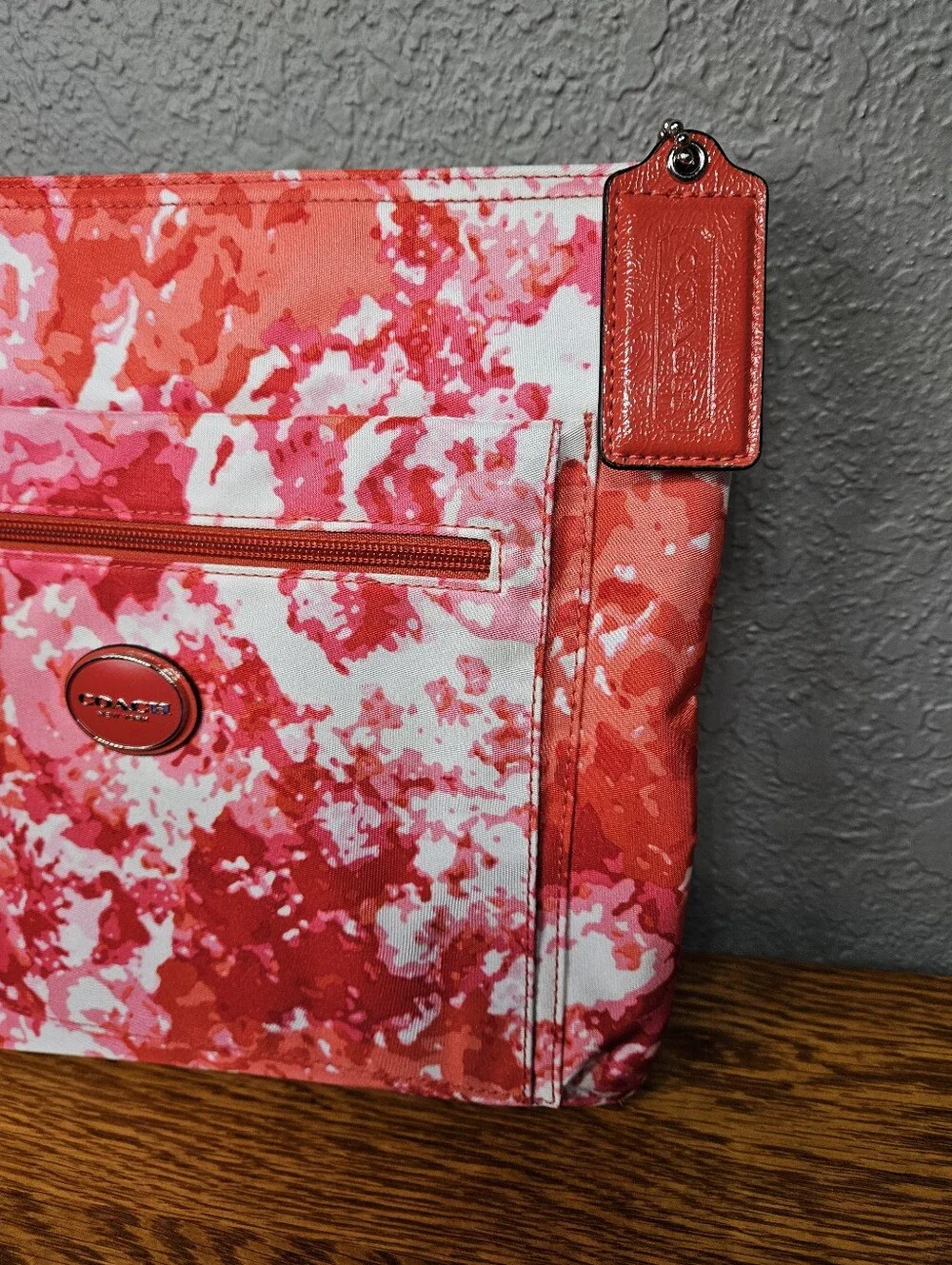 Coach Crossbody Bag in Pink and Red Abstract Print